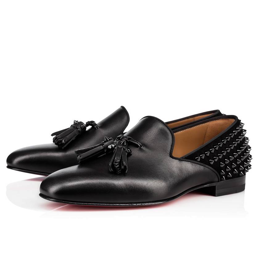 Men's Christian Louboutin Tassilo Leather Loafers - Black [5043-687]